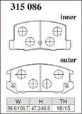 DIXCEL Rear Brake Pads – Toyota MR2 (AW11/SW20/ZZW30)